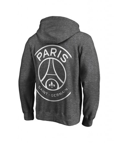 Men's Branded Heathered Charcoal Paris Saint-Germain Grande Fitted Pullover Hoodie $30.36 Sweatshirt