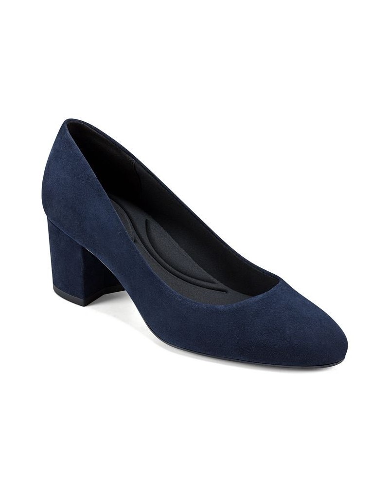 Women's Cosma Slip-on Block Heel Dress Pumps PD05 $46.87 Shoes