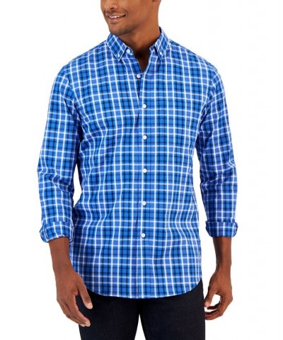 Men's Andy Classic-Fit Plaid Button-Down Poplin Shirt Blue $16.45 Shirts