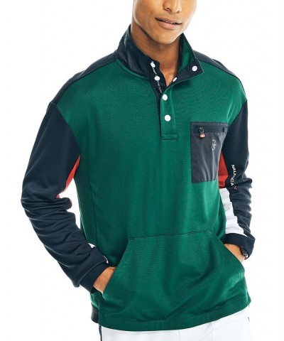 Men's Competition Colorblocked Mock Neck Pullover Green $30.96 Sweatshirt