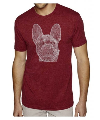 Men's Premium Word Art French Bulldog T-shirt Red $19.35 T-Shirts