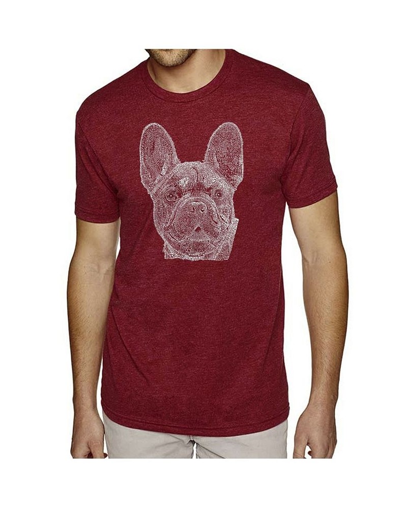 Men's Premium Word Art French Bulldog T-shirt Red $19.35 T-Shirts