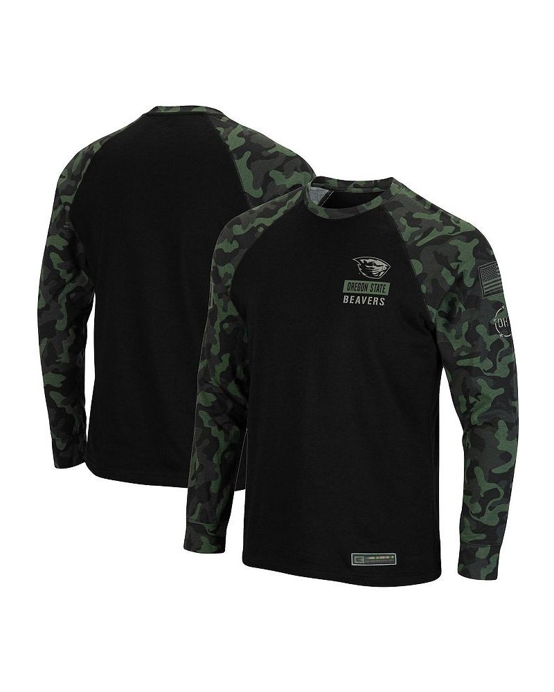 Men's Black Oregon State Beavers OHT Military-Inspired Appreciation Camo Raglan Long Sleeve T-shirt $27.49 T-Shirts