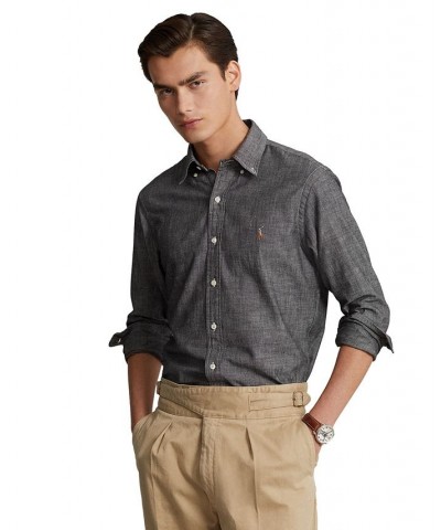 Men's Classic-Fit Chambray Shirt Gray $54.00 Shirts