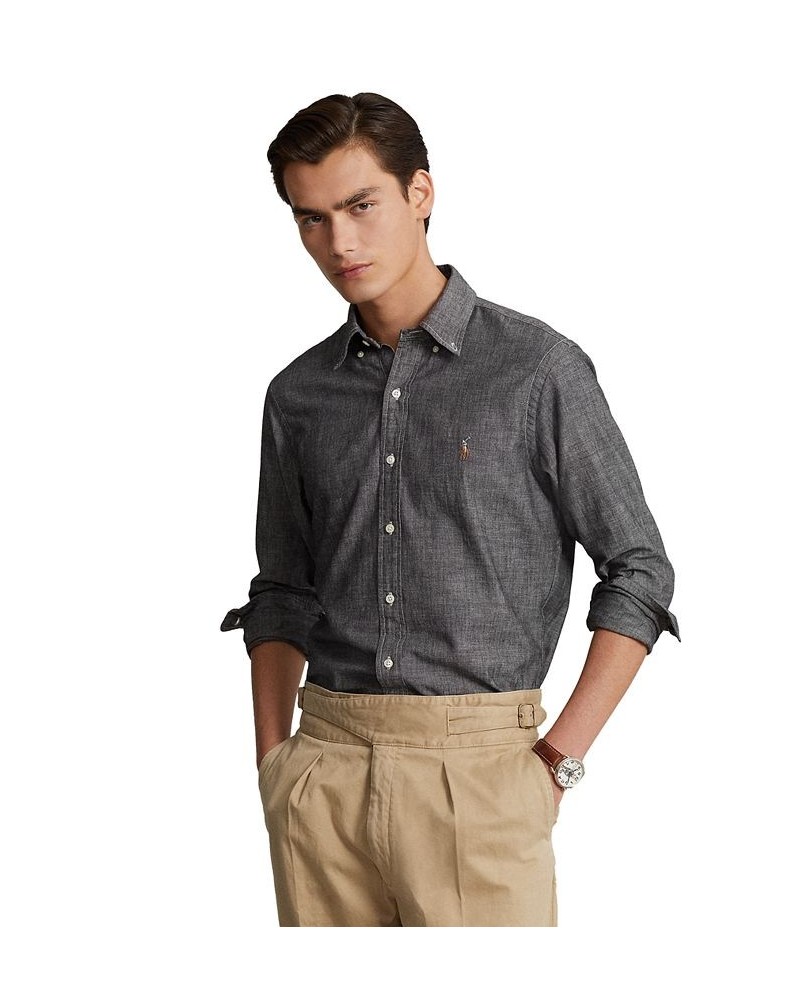 Men's Classic-Fit Chambray Shirt Gray $54.00 Shirts