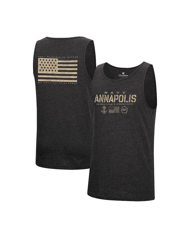 Men's Heathered Black Navy Midshipmen Military-Inspired Appreciation OHT Transport Tank Top $18.40 T-Shirts