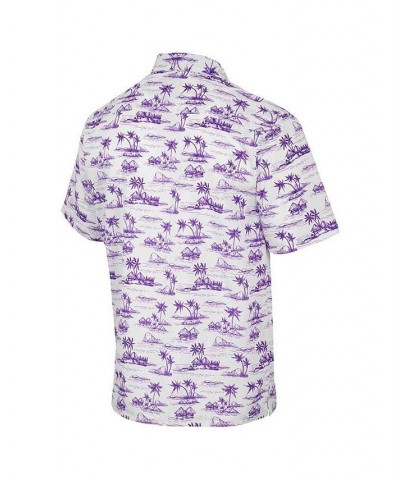 Men's White LSU Tigers Spontaneous is Romantic Camp Button-Up Shirt $31.50 Shirts