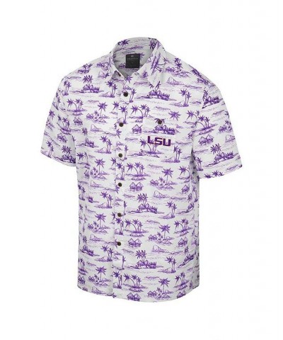 Men's White LSU Tigers Spontaneous is Romantic Camp Button-Up Shirt $31.50 Shirts