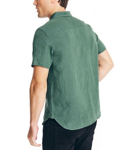 Men's Classic-Fit Solid Linen Short-Sleeve Shirt Green $29.25 Shirts