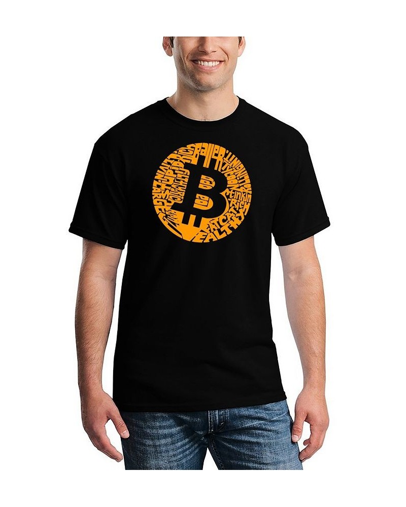 Men's Bitcoin Word Art T-shirt Black $18.54 T-Shirts