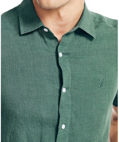 Men's Classic-Fit Solid Linen Short-Sleeve Shirt Green $29.25 Shirts