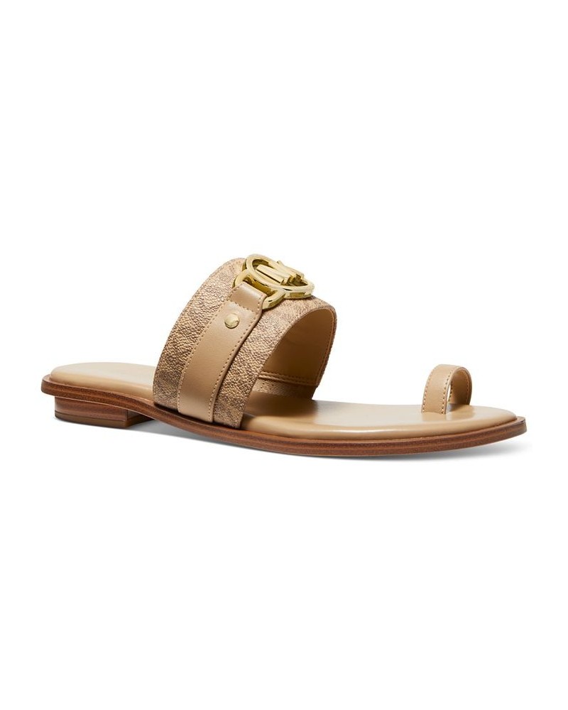 Women's Rory Flat Thong Sandals Tan/Beige $38.85 Shoes