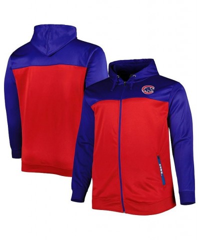 Men's Royal, Red Chicago Cubs Big and Tall Yoke Full-Zip Hoodie $45.89 Sweatshirt