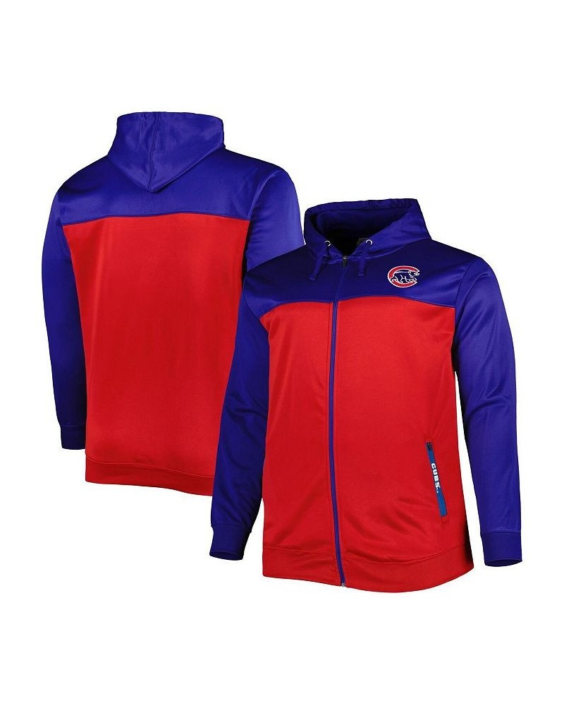 Men's Royal, Red Chicago Cubs Big and Tall Yoke Full-Zip Hoodie $45.89 Sweatshirt