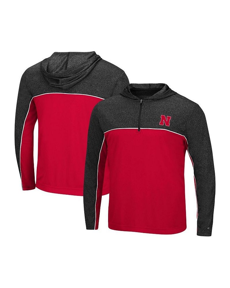 Men's Scarlet Nebraska Huskers Flick Quarter-Zip Hoodie Windshirt $32.39 Sweatshirt