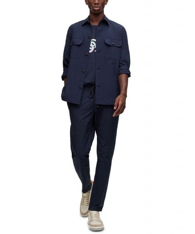 BOSS Men's Relaxed-Fit Overshirt in Performance-Stretch Seersucker Blue $175.44 Shirts