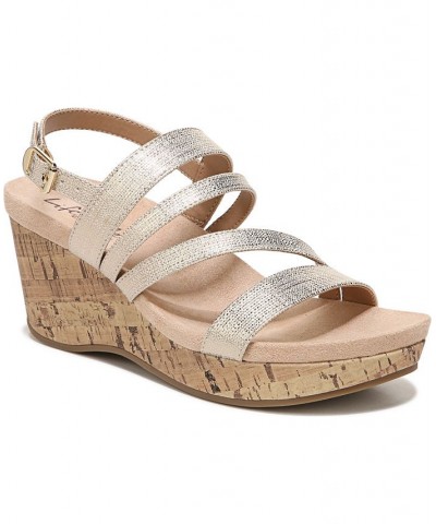 Discover Strappy Wedge Sandals Gold $45.05 Shoes