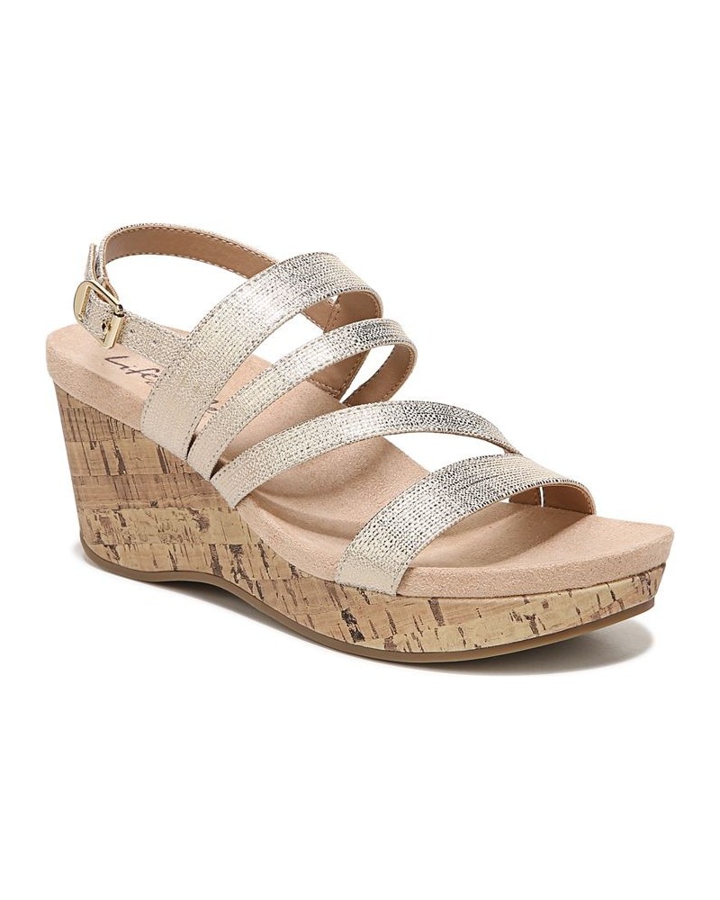 Discover Strappy Wedge Sandals Gold $45.05 Shoes