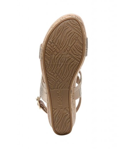 Discover Strappy Wedge Sandals Gold $45.05 Shoes