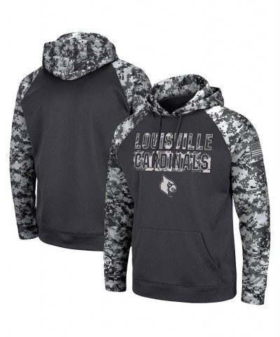 Men's Charcoal Louisville Cardinals OHT Military-Inspired Appreciation Digital Camo Pullover Hoodie $36.75 Sweatshirt