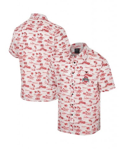 Men's White Ohio State Buckeyes Spontaneous is Romantic Camp Button-Up Shirt $39.74 Shirts