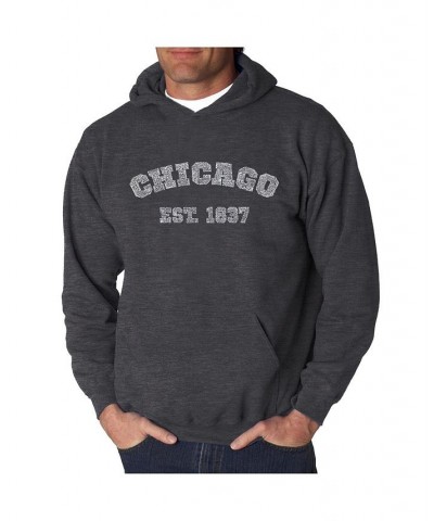 Men's Word Art Hooded Sweatshirt - Chicago 1837 Gray $33.59 Sweatshirt