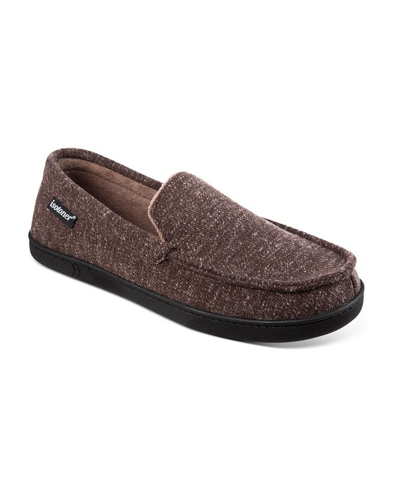 Men's Preston Heather Knit Moccasin Slippers Brown $14.87 Shoes