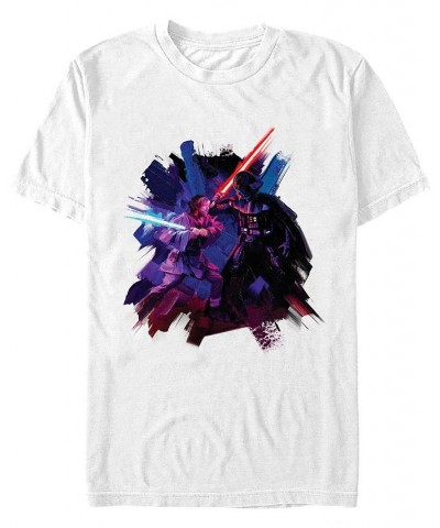 Men's Star Wars Obi Wan Kenobi Painted Duel T-shirt White $14.35 T-Shirts