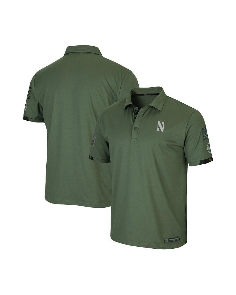 Men's Olive Northwestern Wildcats OHT Military-Inspired Appreciation Echo Polo Shirt $35.99 Polo Shirts