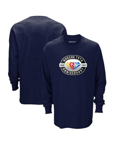 Men's Navy NASCAR 75th Anniversary Logo Long Sleeve T-shirt $17.22 T-Shirts