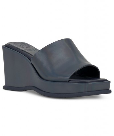 Falivda Platform Sport Wedge Slide Sandals Gray $50.31 Shoes