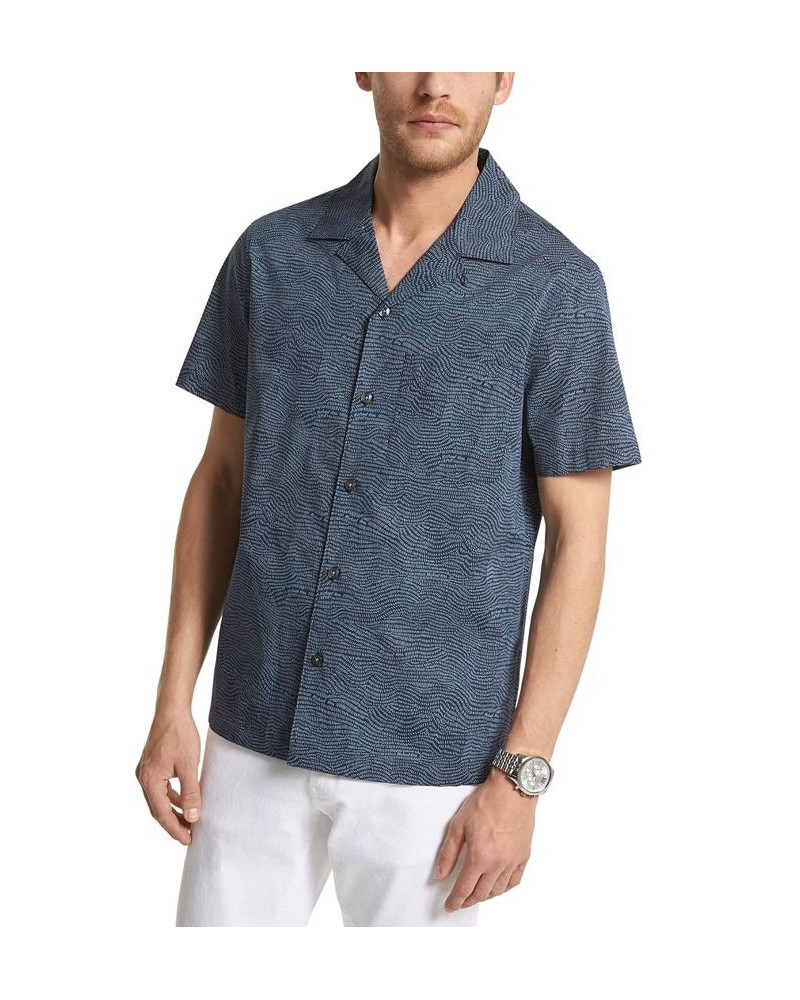 Men's Short-Sleeve Etched Logo Print Shirt Blue $28.91 Shirts