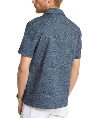 Men's Short-Sleeve Etched Logo Print Shirt Blue $28.91 Shirts