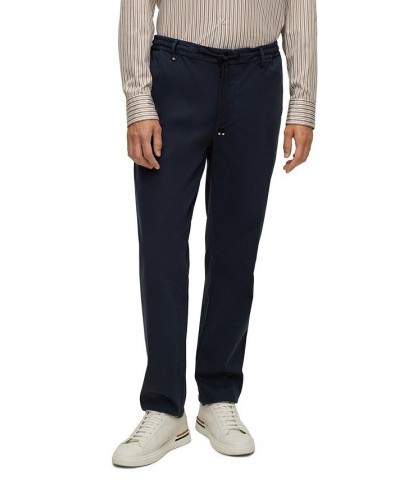 BOSS Men's Slim-Fit Cotton Blend Trousers Blue $47.89 Pants