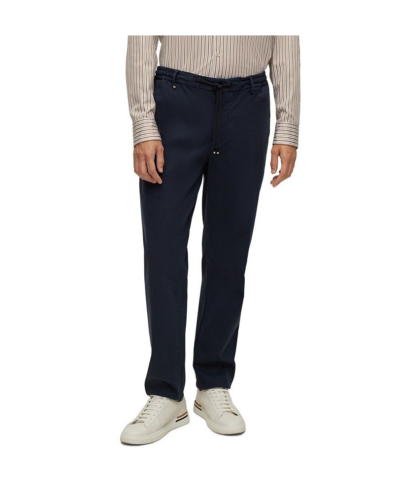 BOSS Men's Slim-Fit Cotton Blend Trousers Blue $47.89 Pants