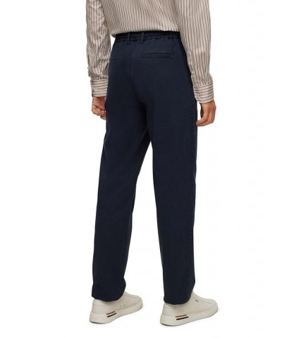 BOSS Men's Slim-Fit Cotton Blend Trousers Blue $47.89 Pants