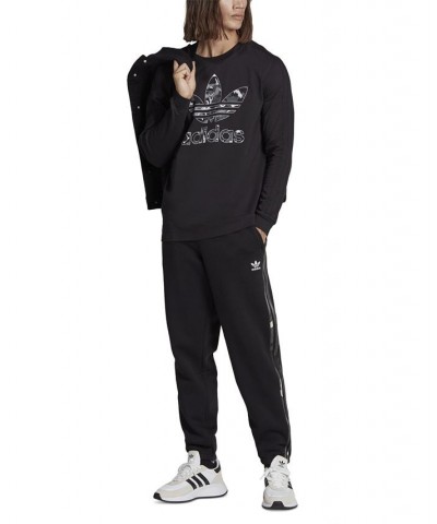 Men's Graphics Camo 3-Stripes Fleece Jogger Pants Black $47.70 Pants