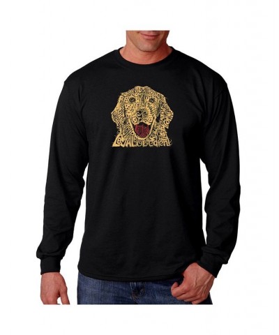 Men's Word Art Long Sleeve T-Shirt - Dog Black $16.40 T-Shirts