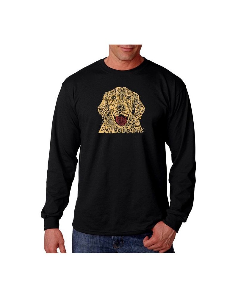 Men's Word Art Long Sleeve T-Shirt - Dog Black $16.40 T-Shirts