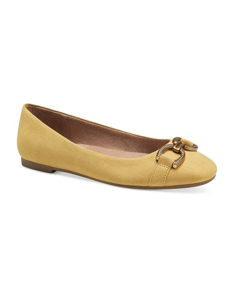 Brookee Memory Foam Ballet Flats Yellow $42.79 Shoes