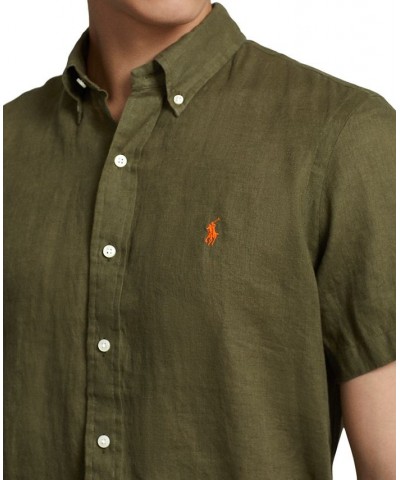 Men's Short-Sleeve Linen Button-Up Summer Blue $52.65 Shirts