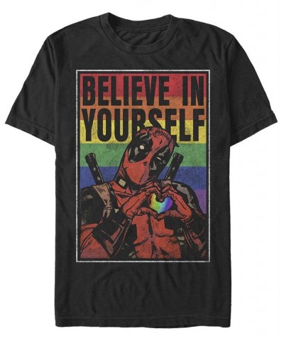 Men's Believe Rainbow Short Sleeve Crew T-shirt Black $18.89 T-Shirts