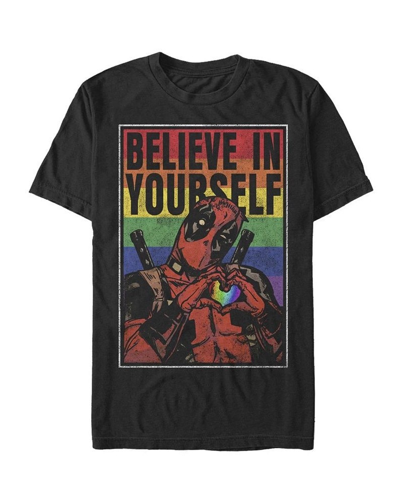 Men's Believe Rainbow Short Sleeve Crew T-shirt Black $18.89 T-Shirts