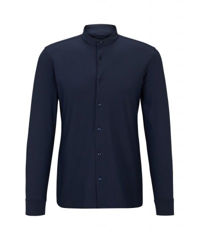 BOSS Men's Slim-Fit Performance-Stretch Jersey Shirt Blue $69.00 Shirts