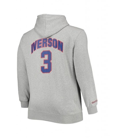 Men's Allen Iverson Heathered Gray Philadelphia 76ers Big and Tall Name and Number Pullover Hoodie $58.80 Sweatshirt