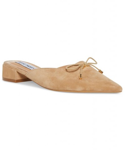 Women's Lyme Pointed-Toe Block-Heel Mule Flats Tan/Beige $52.47 Shoes