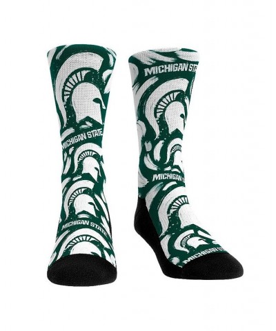 Men's and Women's Socks Michigan State Spartans Allover Logo and Paint Crew Socks $15.00 Socks