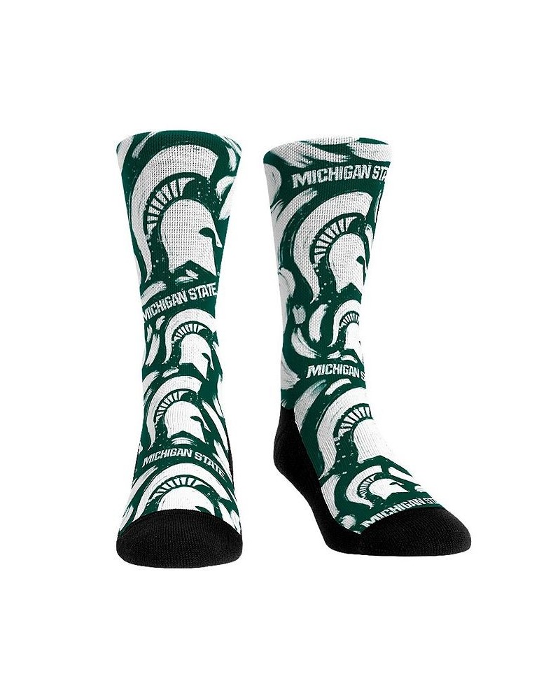 Men's and Women's Socks Michigan State Spartans Allover Logo and Paint Crew Socks $15.00 Socks