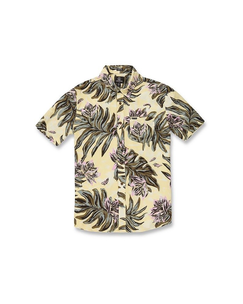 Men's Marble Floral Short Sleeves Shirt Rinsed Black $33.60 Shirts