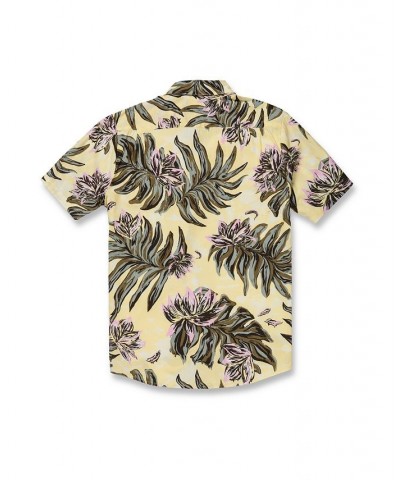 Men's Marble Floral Short Sleeves Shirt Rinsed Black $33.60 Shirts